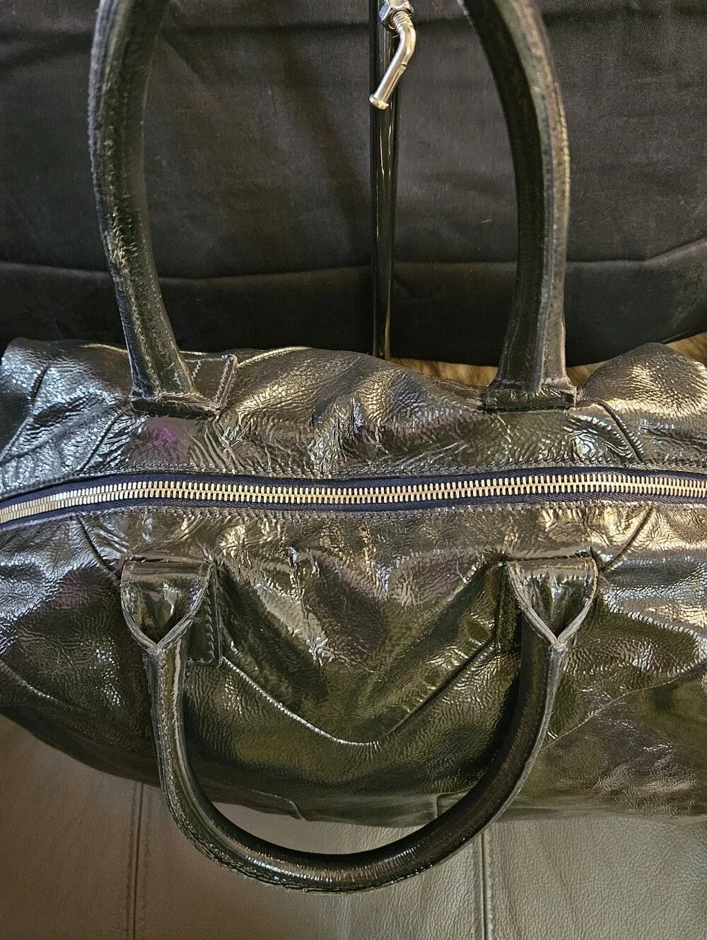 Yves Saint Laurent Hand Bag Black Patent leather Satchel